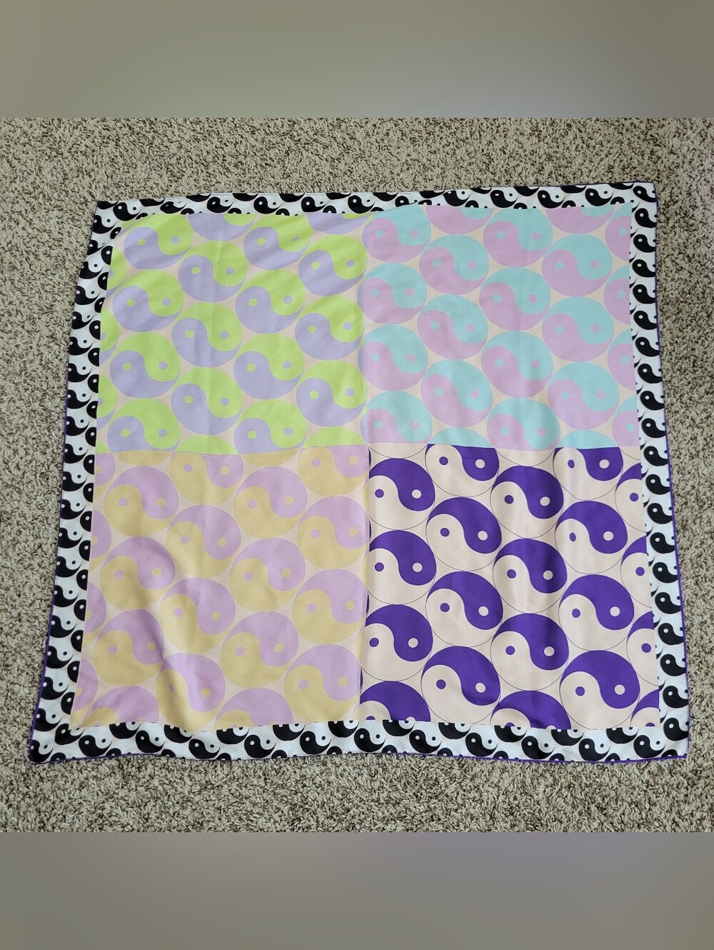Urban Outfitters Scarf Bandana Shirt Top Yin Yang Satin Purple Pink Square